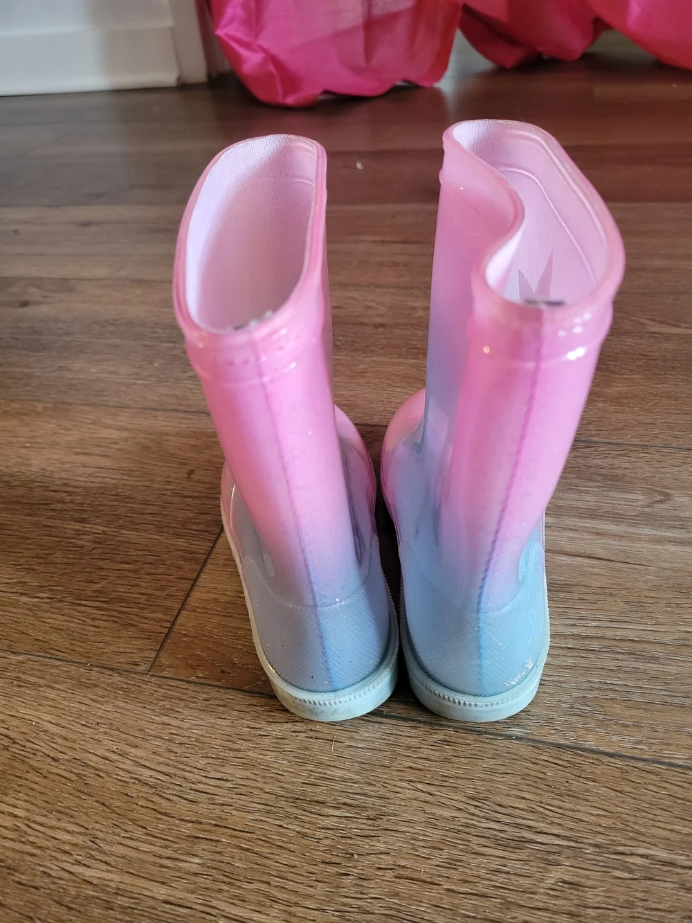 Kids Glitter Ombre Pink-Blue Rain Boots